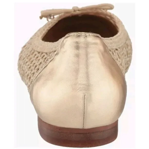 Sam Edelman May Bleached Natural Weave Gold Ballet Flats Women's Size 9.5 Square - Picture 4 of 8